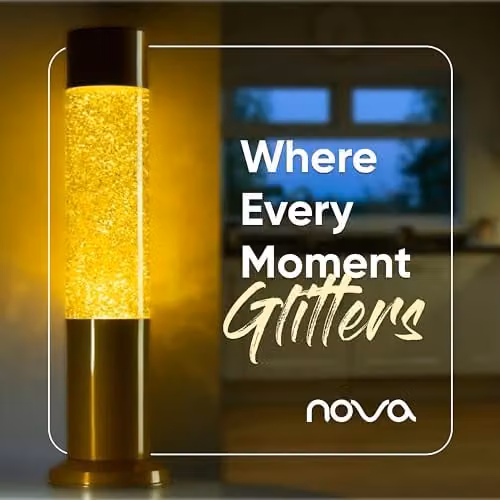 Nova Lighting Yellow and Silver Glitter Sensory Tabletop Lamp – 2