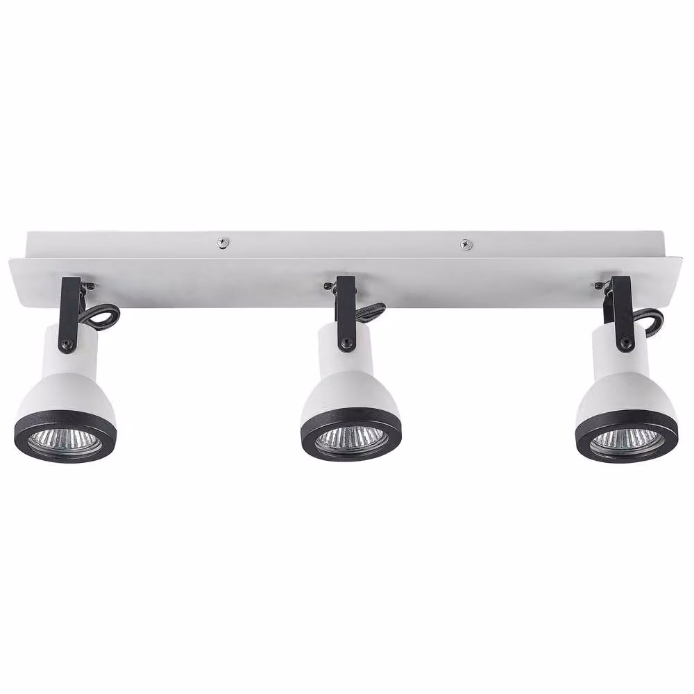 Wyld and Coco Three Light Adjustable Industrial Metal Ceiling Lamp in White with Black Accents – 2