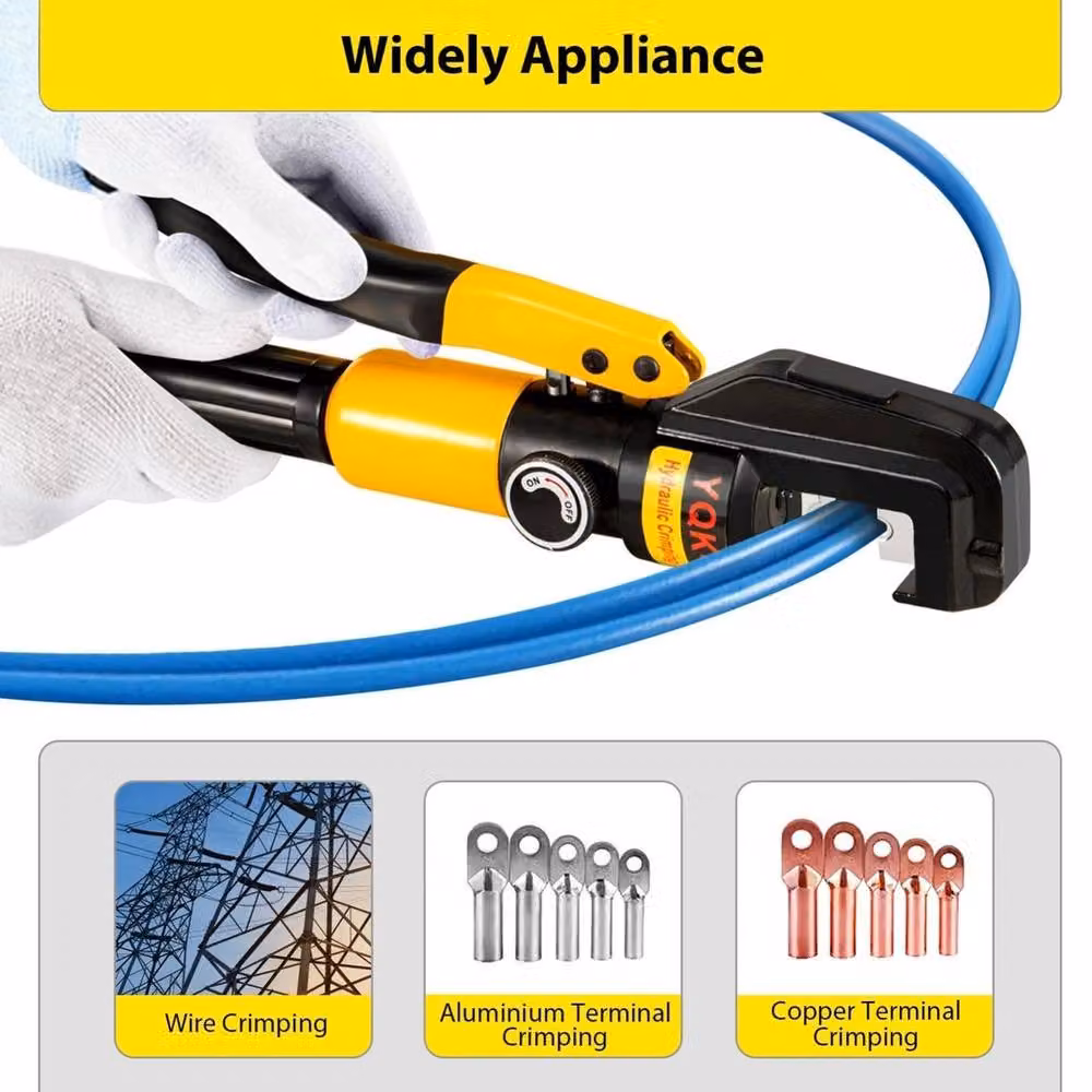 VOGREX 8 Ton Hydraulic Wire Terminal Crimper Tool in Yellow – 3