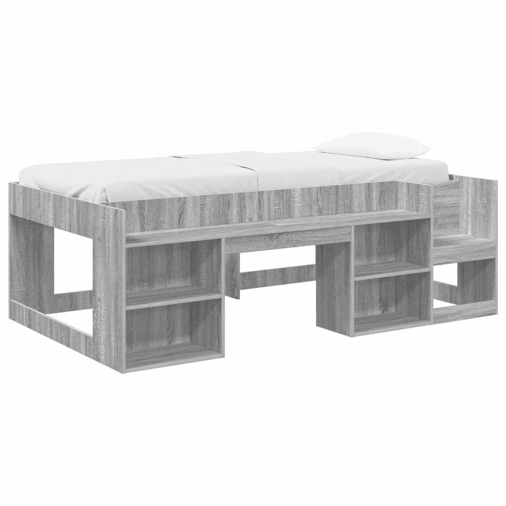 Berkfield Home Kids Bed Frame with Side Compartment Storage in Grey, W/D/H: 90 x 200 cm – 2
