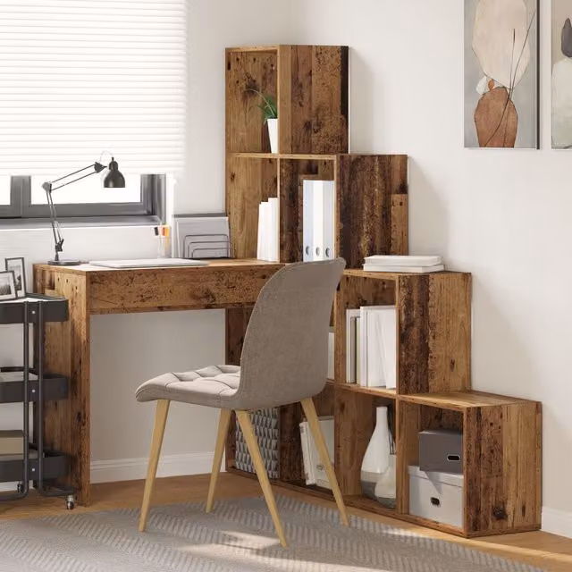 Berkfield Home Corner Desk with Storage Shelf in Brown, W/D/H: 149.5 x 101.5 x 149.5 cm – 1