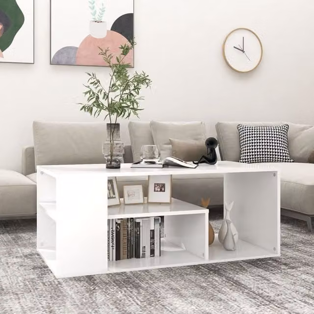 Berkfield Home Modern White Rectangular Coffee Table, W/D/H: 100 x 50 x 40 cm – 1