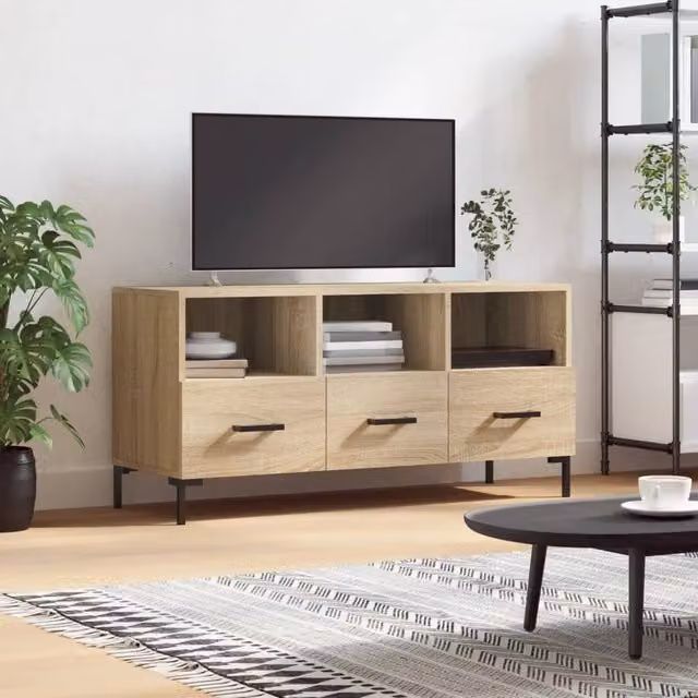 Berkfield Home Sonoma Oak TV Cabinet in Brown, W/D/H: 102 x 36 x 50 cm – 1