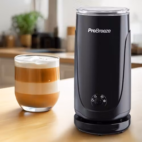 Pro Breeze 4-in-1 Electric Milk Frother, 240ml Automatic Hot and Cold Foam Maker and Milk Steamer in Black – 5