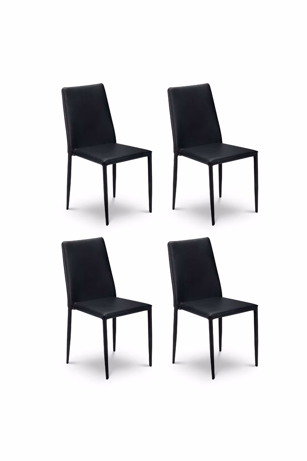 Julian Bowen Jazz Set of 4 Black Synthetic Leather Upholstered Stacking Dining Chairs – 3