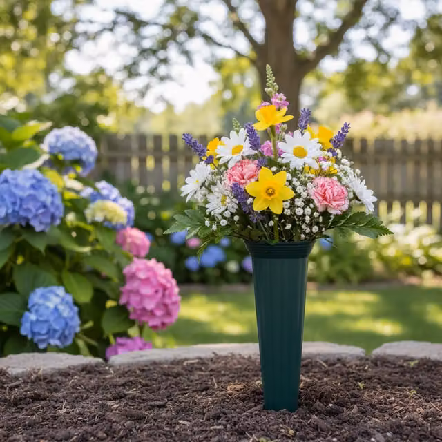 Kingsbury Gifts Memorial Spike Flower Holder Pack of 5, Green Plastic Condolence Vase