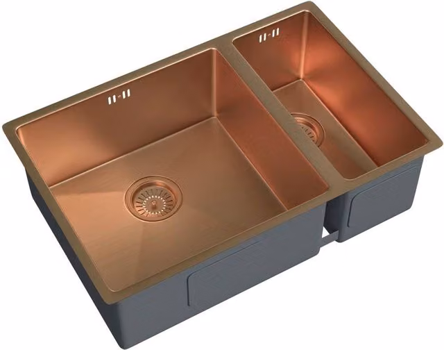 PAWNORA 1.5 Bowl Undermount Stainless Steel Sink in Bronze and Brown – 1
