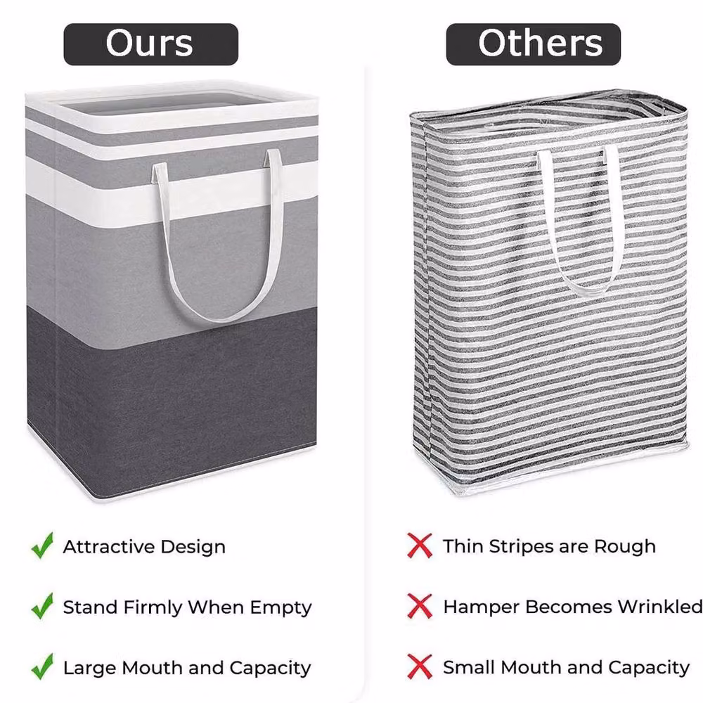 NESTLUNE 2-Piece Collapsible Fabric Laundry Basket Set with Handles in Grey – 2