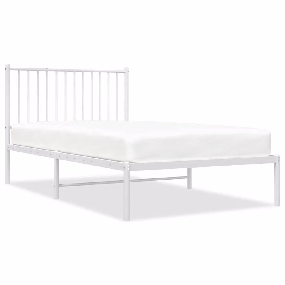 Berkfield Home Metal Bed Frame with Headboard in White W/D/H: 100 x 200 cm – 2