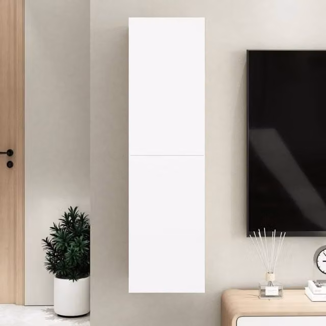Berkfield Home White MDF Wall Mounted TV Cabinet W/D/H: 30.5 x 30 x 110 cm