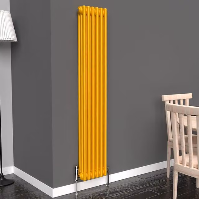 Lux Heat Vertical Coloured Column Radiator in Sunflower Yellow, H 150 cm x W 29 cm