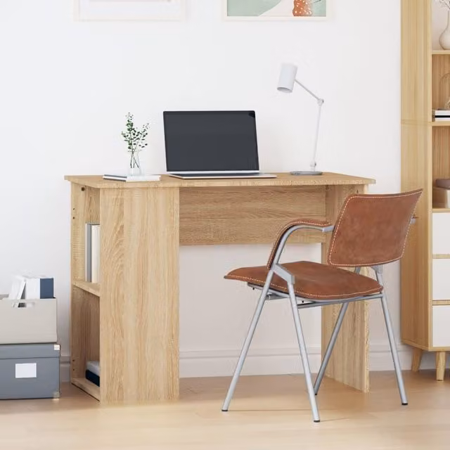 Berkfield Sonoma Oak Computer Desk in Brown, W/D/H: 100 x 55 x 75 cm