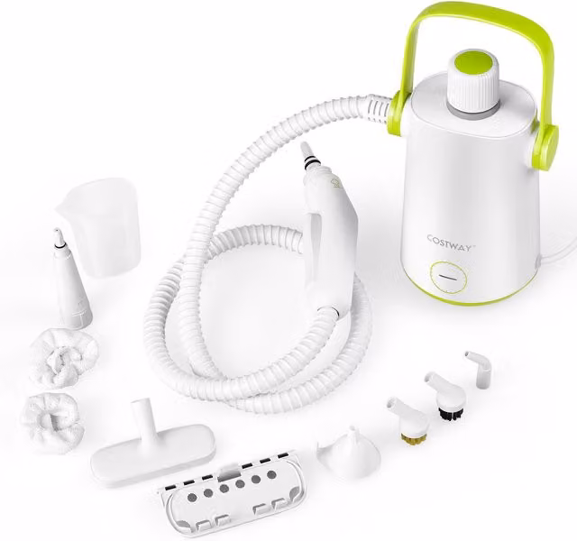 Costway 1000W Portable Pressurised Handheld Steam Cleaner with 3 Bar Pressure, White