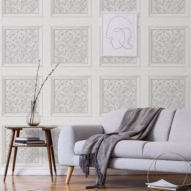 Fine Décor Botanical Floral Carved Wallpaper in Beige