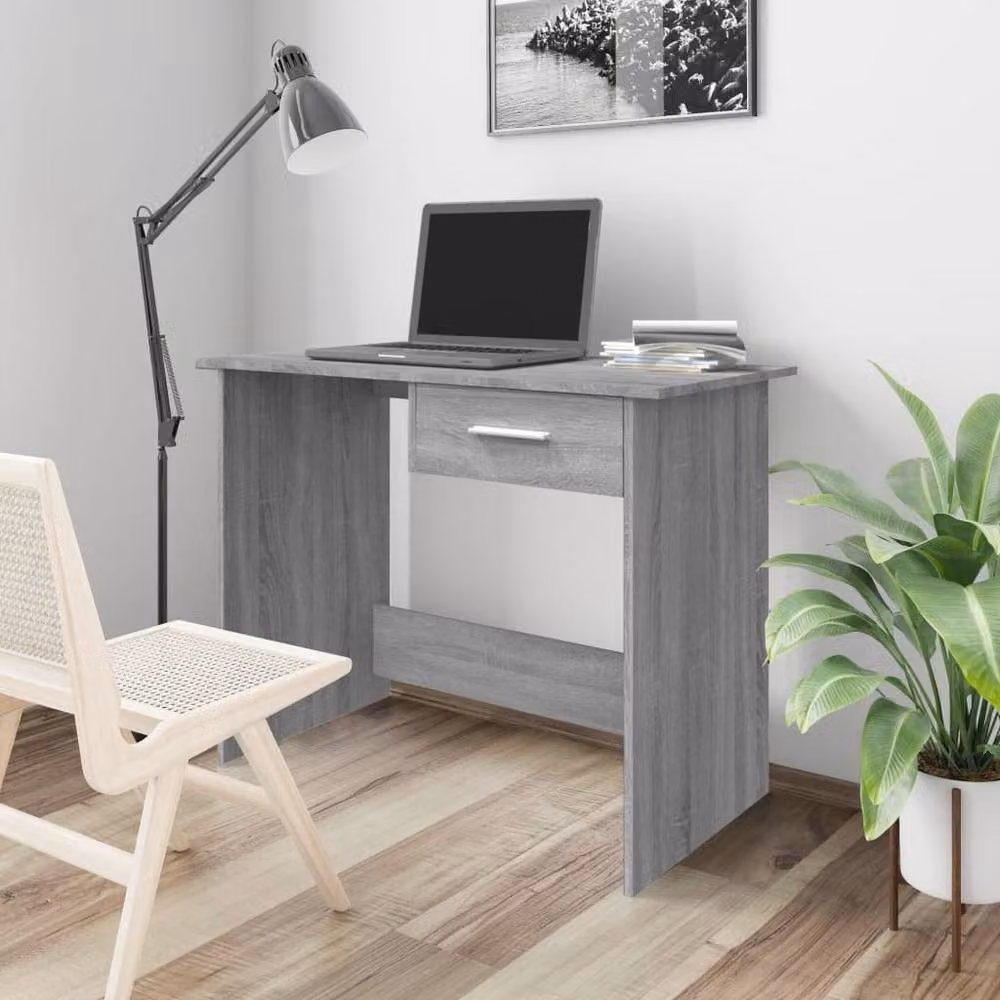 Berkfield Home Computer Desk in Grey Sonoma, W/D/H: 100 x 50 x 76 cm – 2