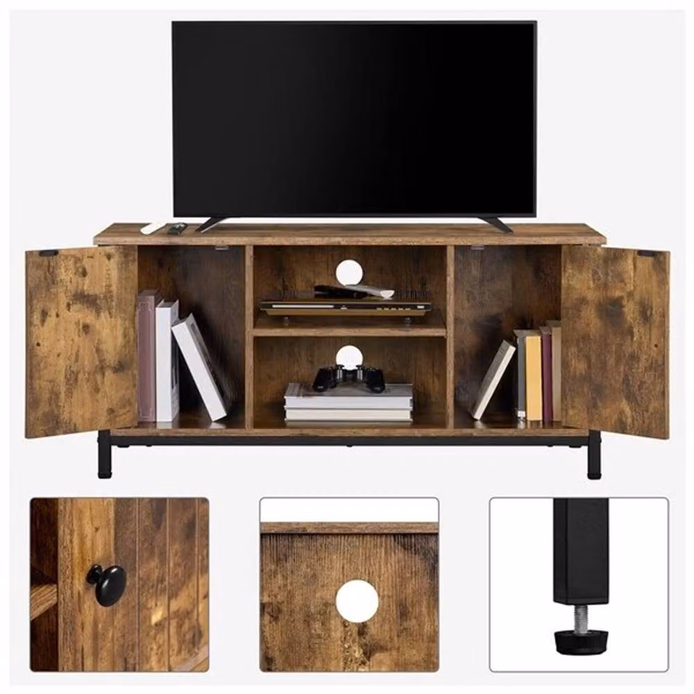Kelvenix Industrial TV Stand Cabinet in Brown with Media Compartments, W/D/H: 50 x 40 x 40 cm – 4
