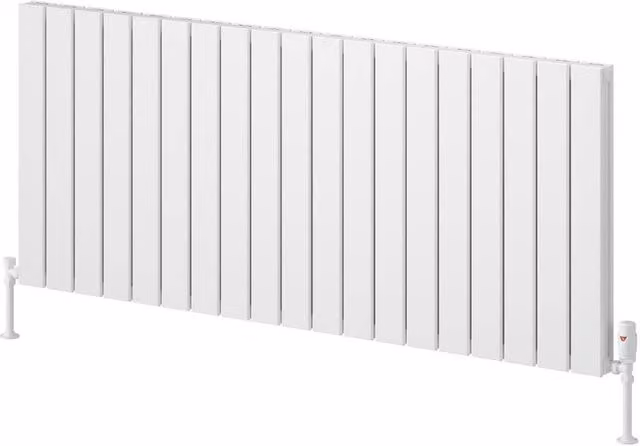 Bathroom Kingdom Piatto White Double Flat Panel Horizontal Aluminium Radiator W: 142 cm, H: 60 cm