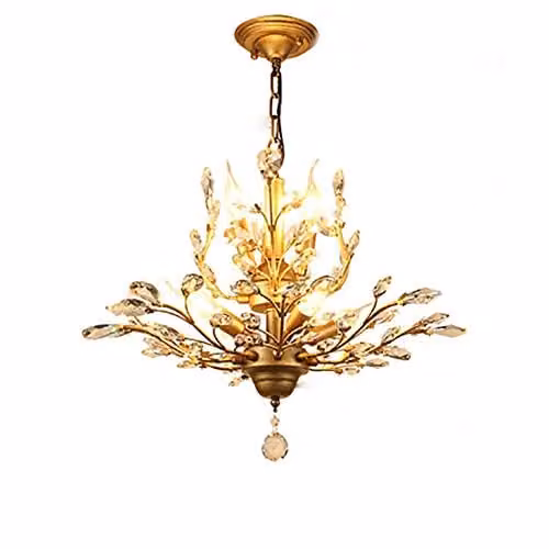 TCpick Mid Century Crystal Tree Branch Chandelier in Gold/Brass with 7 Lights