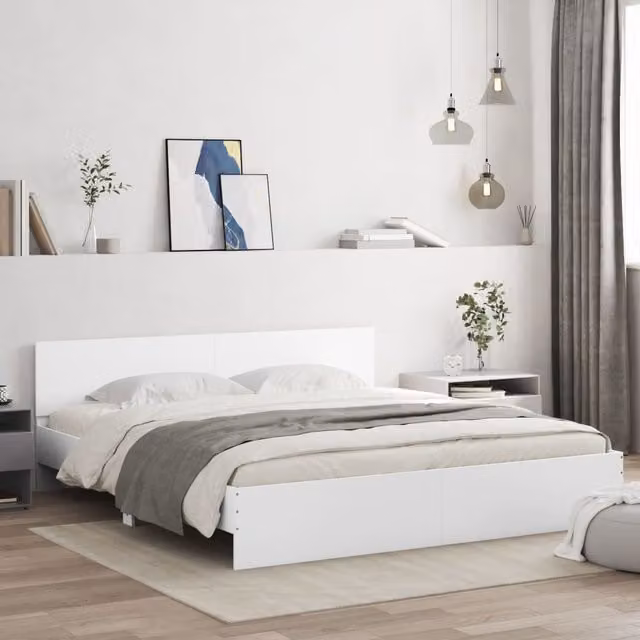 Berkfield Home White Bed Frame with Lift Up Base and Wood Slats, 200 x 200 cm