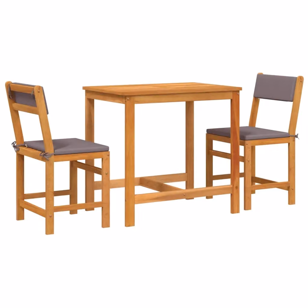 Berkfield Home 3 Piece Rustic Acacia Wood Balcony Set with Cushions in Brown – 2