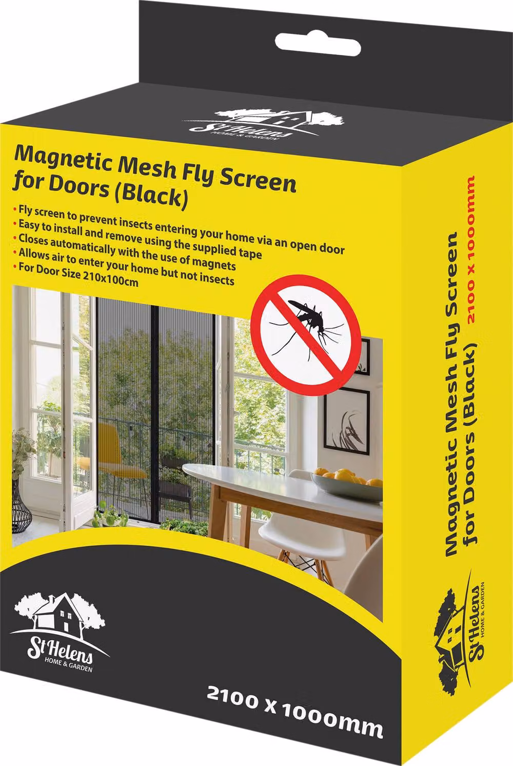 Aidapt Magnetic Mesh Fly Screen for Doors, Black, H: 210 cm, W: 100 cm – 2