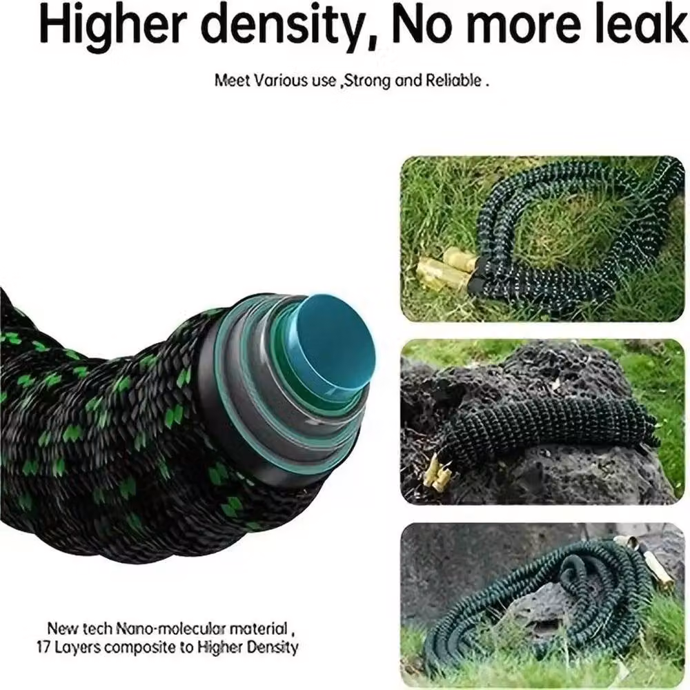 SPETLEK Heavy Duty Expandable Flexible Garden Hose, Black and Green, 1/2 inch – 3