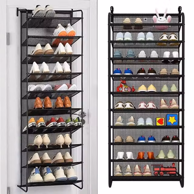 EONLION Black Metal Over Door Hanging Shoe Rack for 30 Pairs – 1