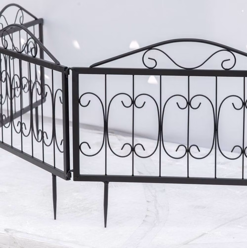 STILVORA Set of 4 Interlocking Black Metal Geometric Garden Fence Panels – 6