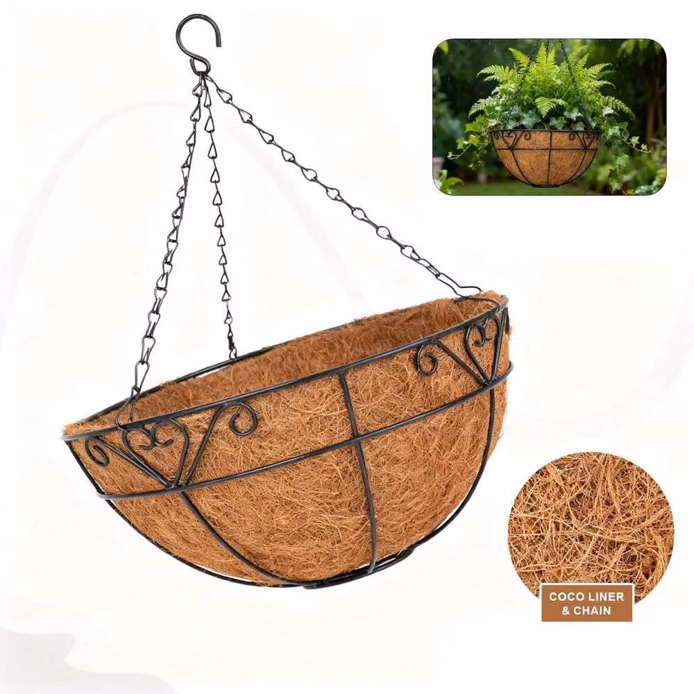 KORVIXA Set of 2 Brown Metal Hanging Garden Planter Baskets – 2