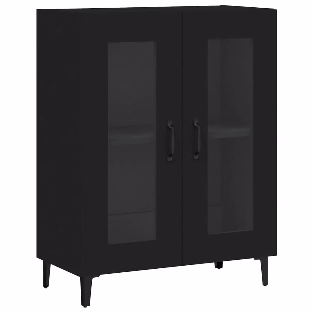 Berkfield Home Black Matt Sideboard with Glass, W/D/H: 69.5 x 34 x 90 cm – 2