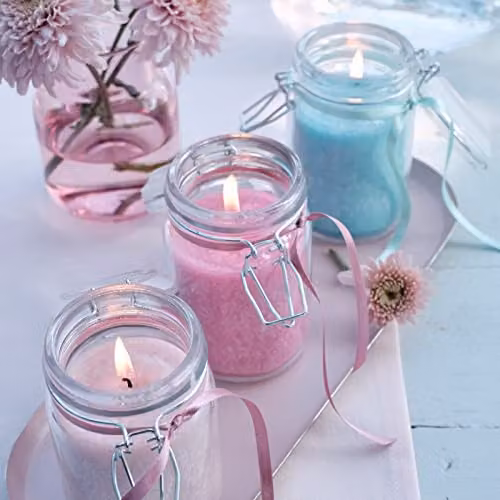 KDMD Hand Made Pure Olive Wax Jar Candle in Antique Rose Pink, W/D/H: 120 x 120 x 70 mm