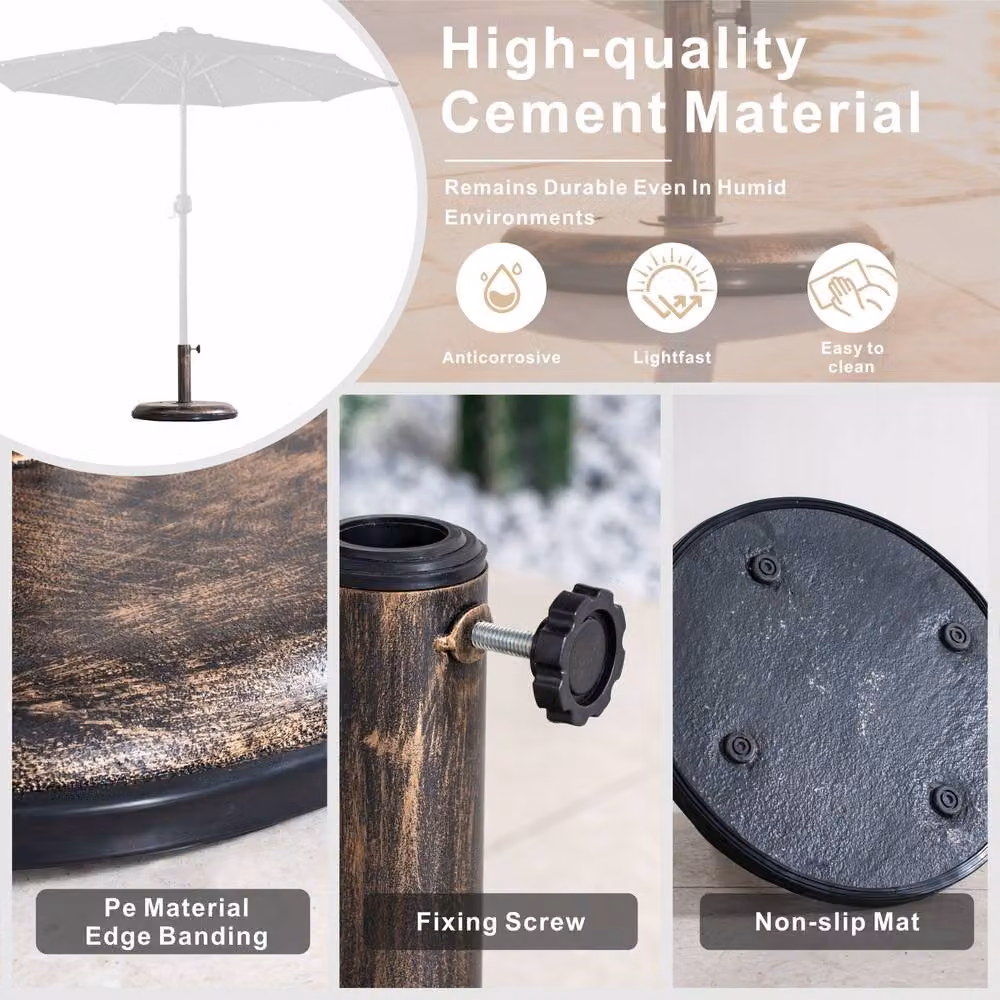 MIMO Gold Parasol Base with Iron Effect Pattern, 15kg Concrete Stand – 4