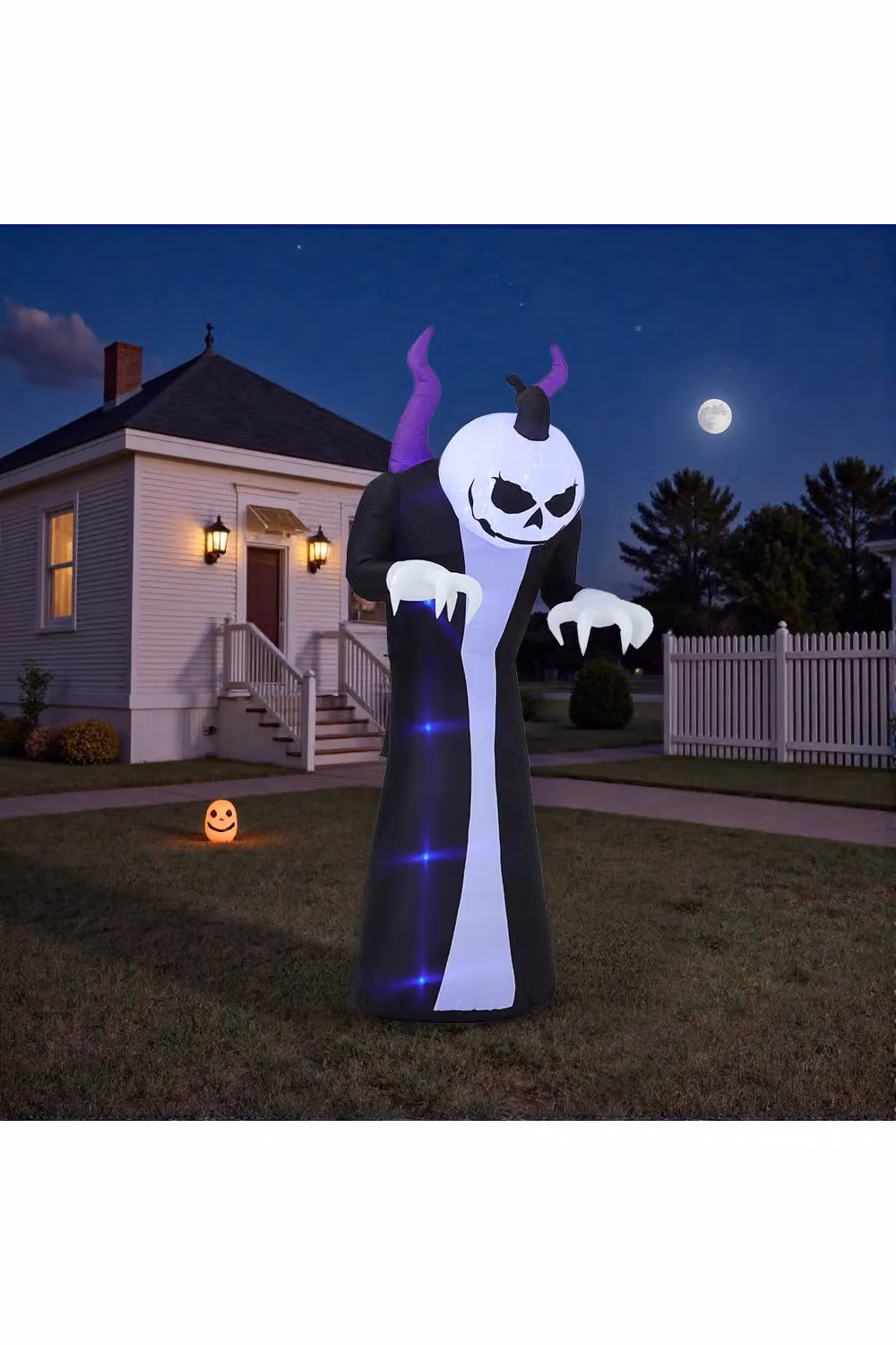 Living and Home 3m Giant Inflatable Halloween Pumpkin Ghost Outdoor Decoration with Blue Flame LED Lights in Black and Blue – 2