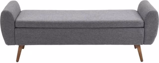 KORVIXA Grey Linen Padded Ottoman Stool Storage Box W: 150 cm, H: 55 cm