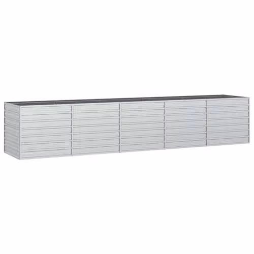 vidaXL Silver Galvanised Steel Raised Bed Large Rectangular Metal Garden Planter