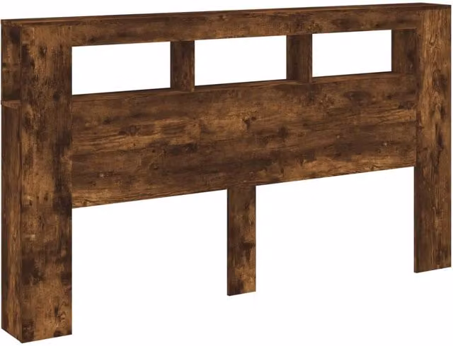 Berkfield Home LED Headboard in Smoked Oak Brown, W: 180 cm, D: 18.5 cm, H: 103.5 cm – 1
