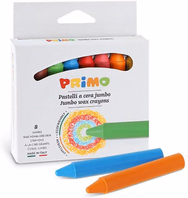 Primo Jumbo Wax Crayons, Multicolour and Yellow