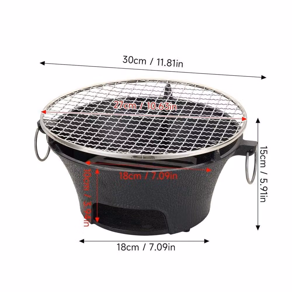EONLION Portable Steel Tabletop Hibachi Charcoal BBQ Grill, Black, Width: 100 cm – 2