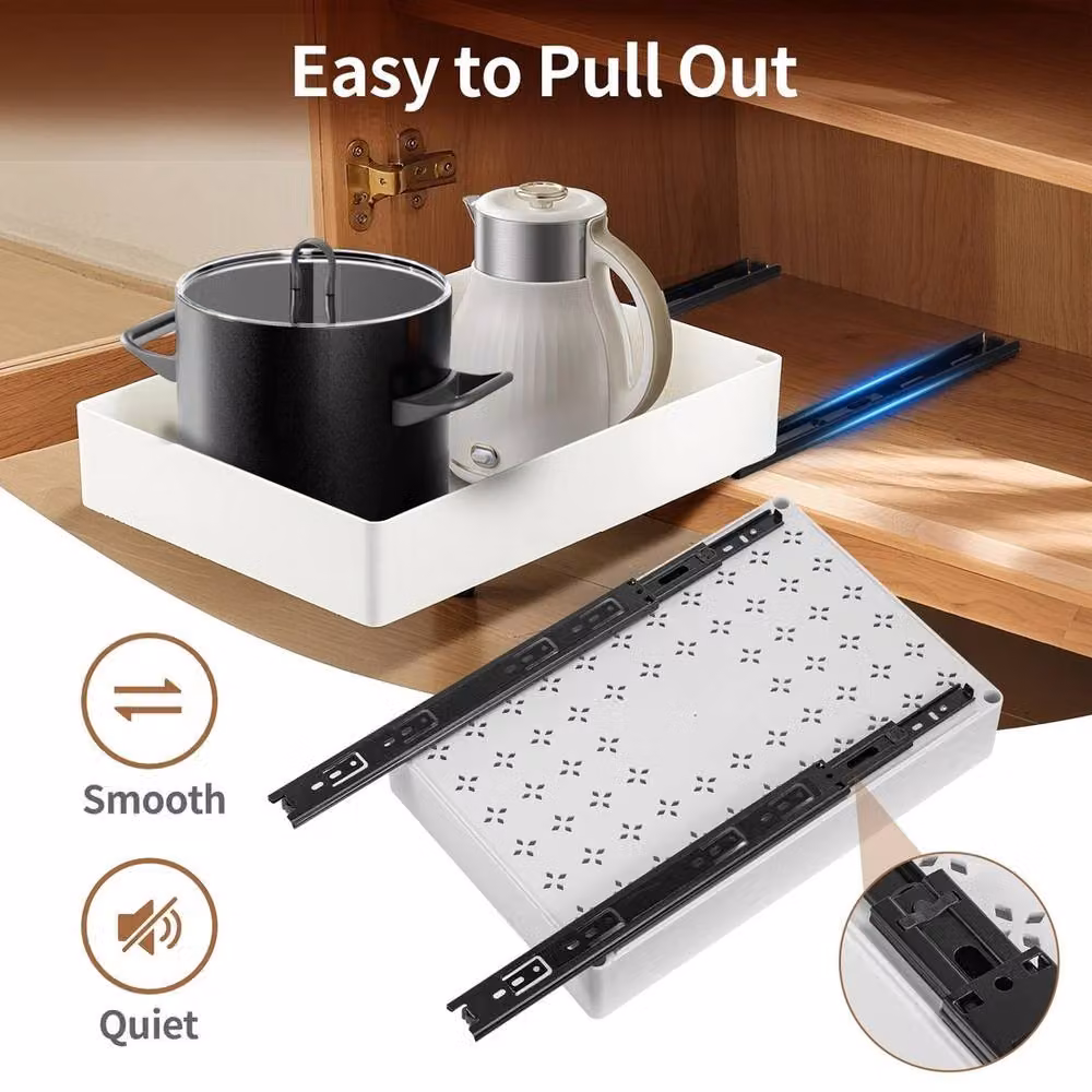Nordara White 3-Piece Plastic Pull-Out Cupboard Drawer Organiser Set – 3