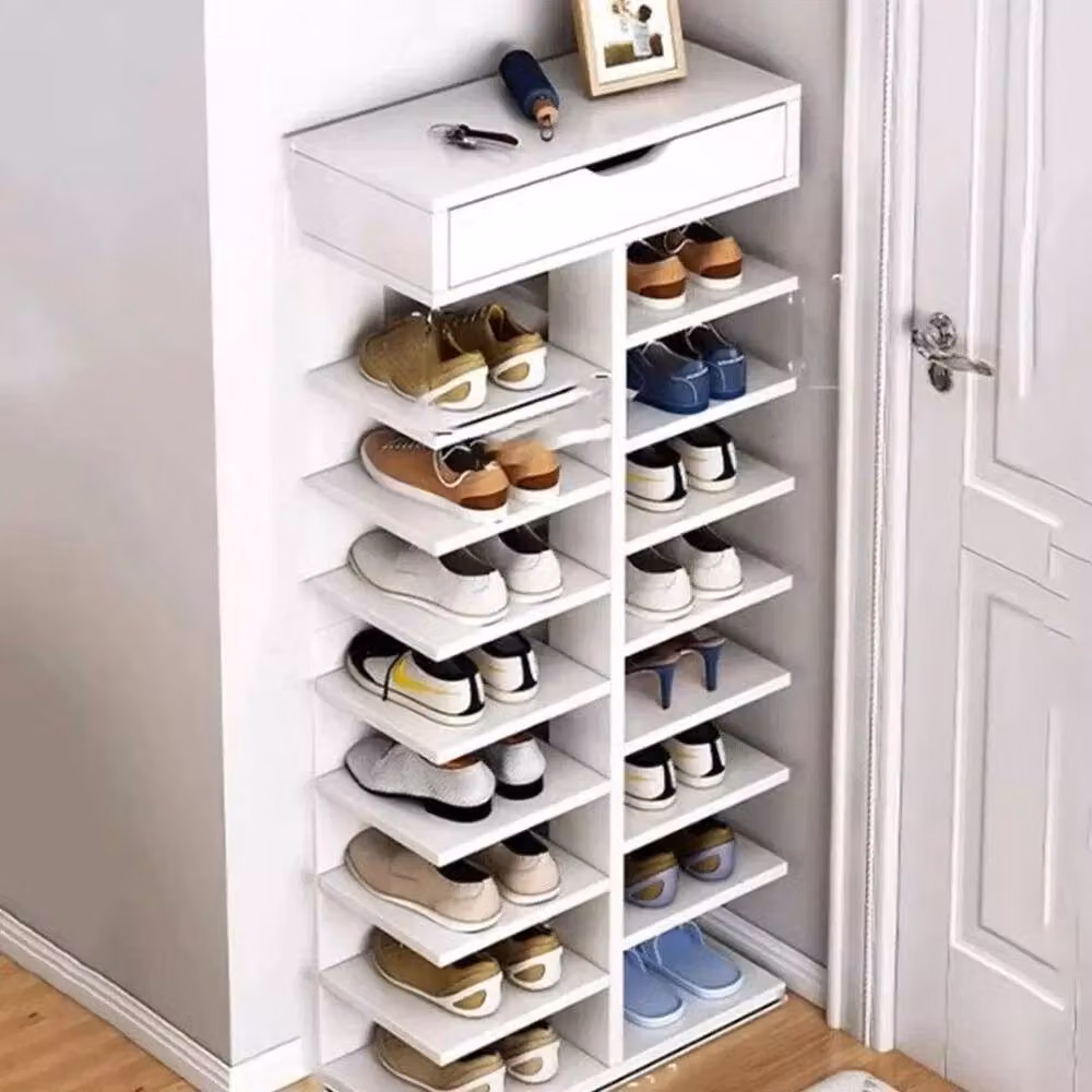 FLAVORA 9 Tier Tall Shoe Rack Storage Shelf Unit in White – 2