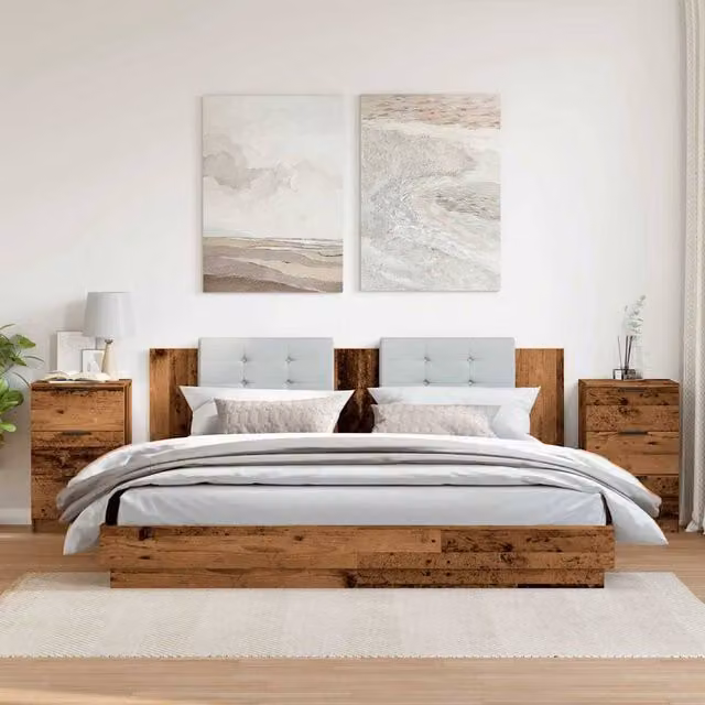 Berkfield Home Classic Bedside Cabinets, 2 Piece Set in Brown Old Wood, W/D/H: 40 x 36 x 65 cm – 1