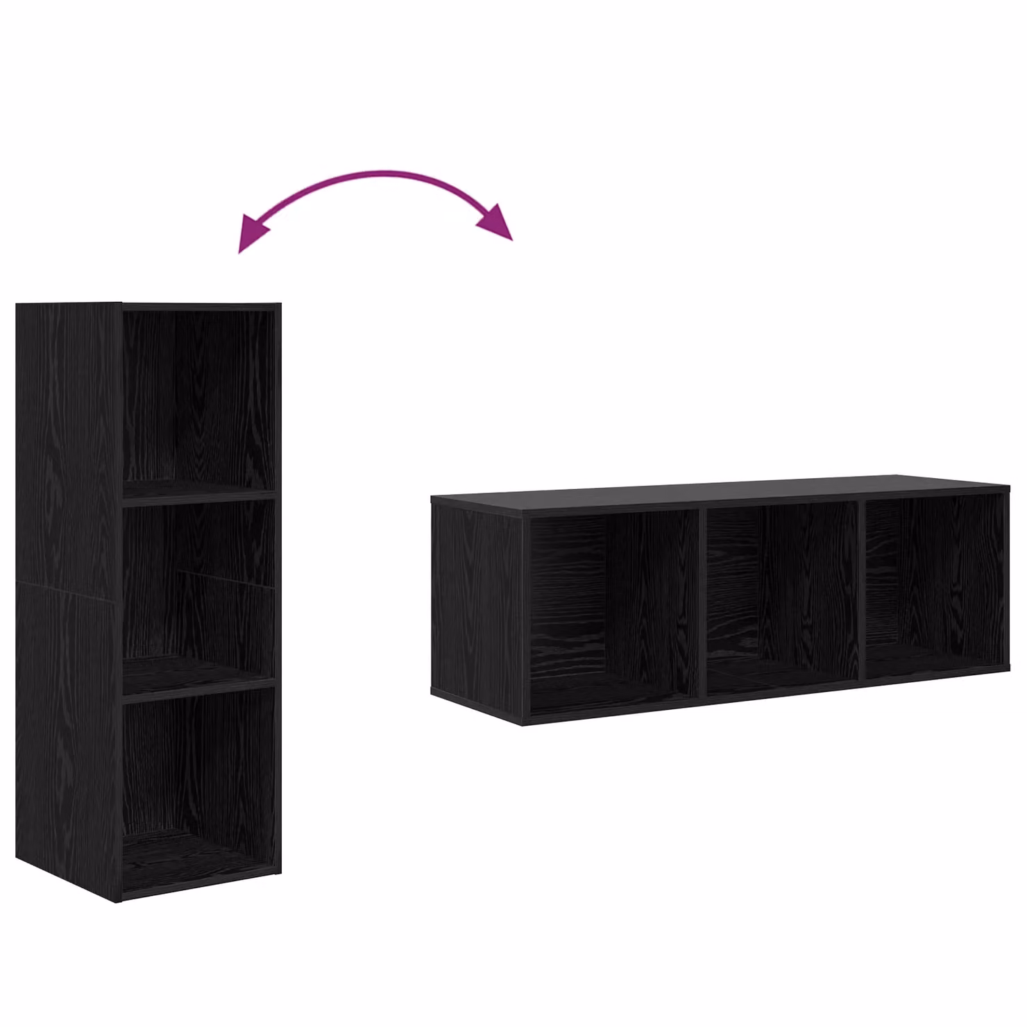 Berkfield Home Wall-mounted TV Cabinet with Storage and Shelf, Black Oak, W/D/H: 37 x 37 x 107.5 cm – 4