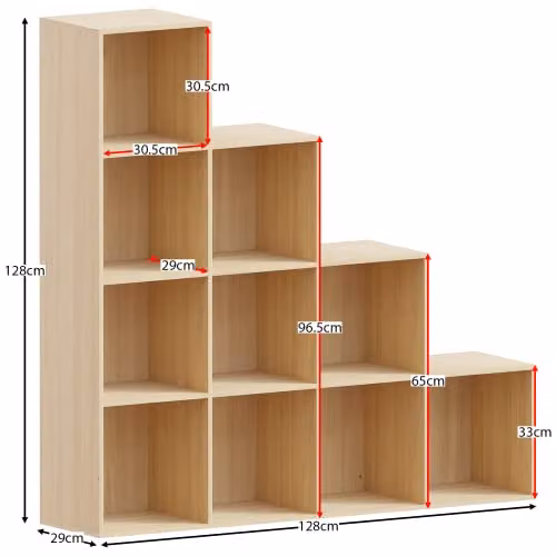 Vida Designs Durham 10 Cube Staircase Storage Unit with 5 Grey Baskets in Oak – 2