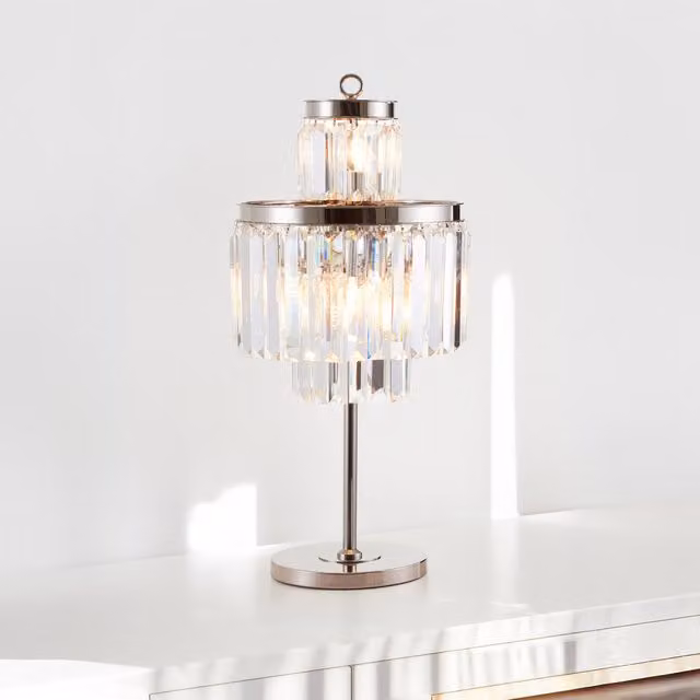 Orsina Kensington Townhouse 8 Bulbs Table Lamp in Silver with Crystal and Glass Details – 1