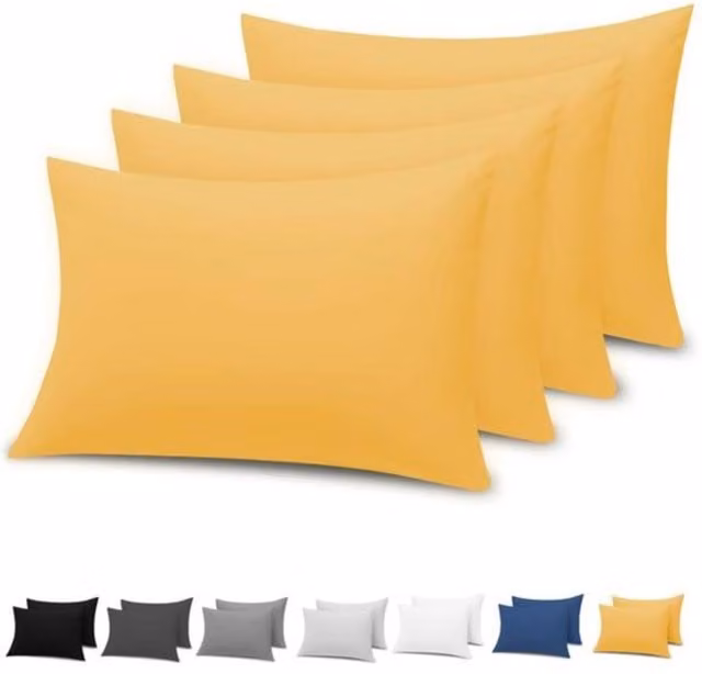 Pamposh Gold Double Brushed Microfibre Pillowcases, 4 Pack, Standard Size