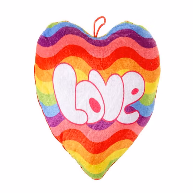 LG-Imports Love Rainbow Velvet Heart Plush Multicolour and White, 22 cm