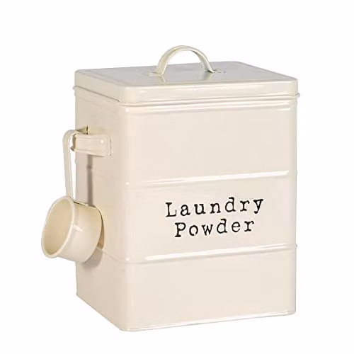 Harbour Housewares Steel Washing Powder Storage Container Tin in Beige