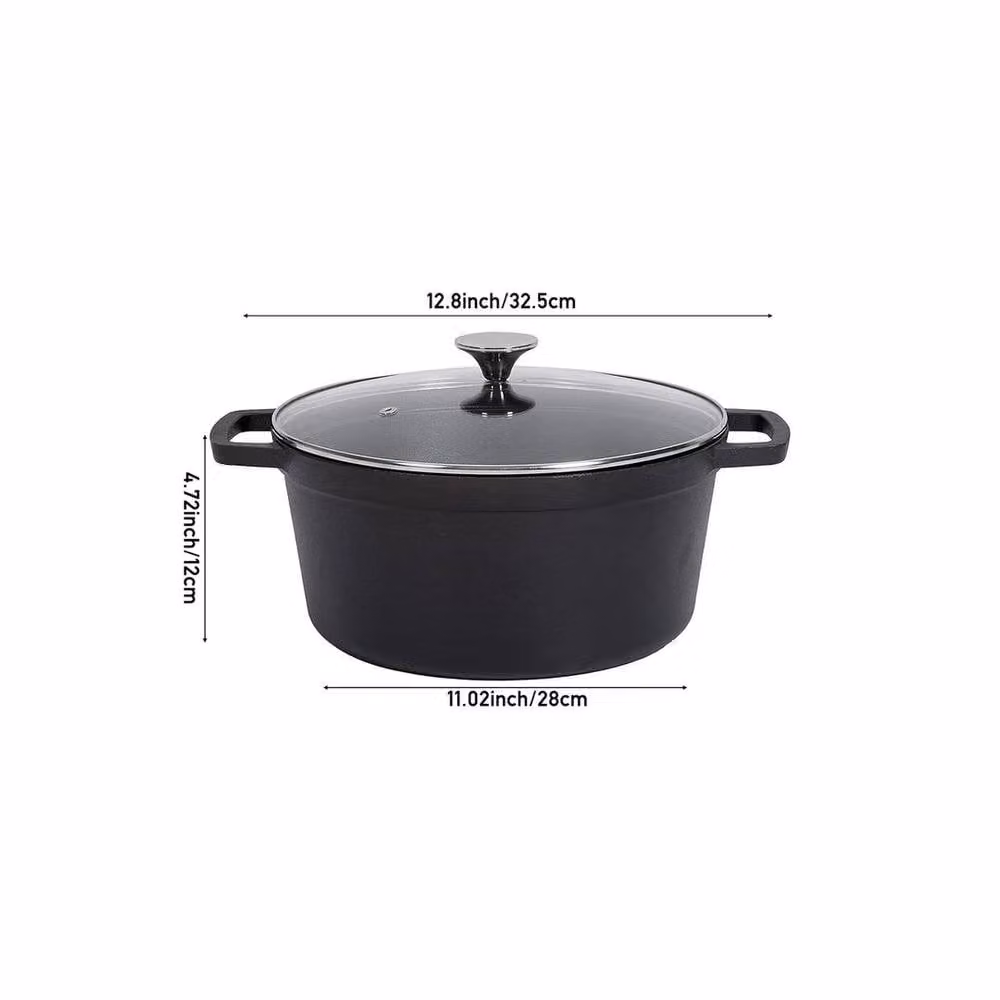 NESTLUNE Black Cast Iron Casserole Dish Pot for Stewing, Diameter: 28 cm – 1