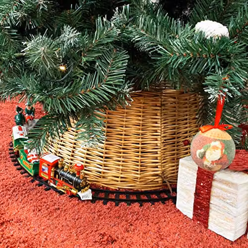 The Christmas Workshop Folding Willow Christmas Tree Skirt in Brown Rattan, H 27 cm x W 60 cm – 2