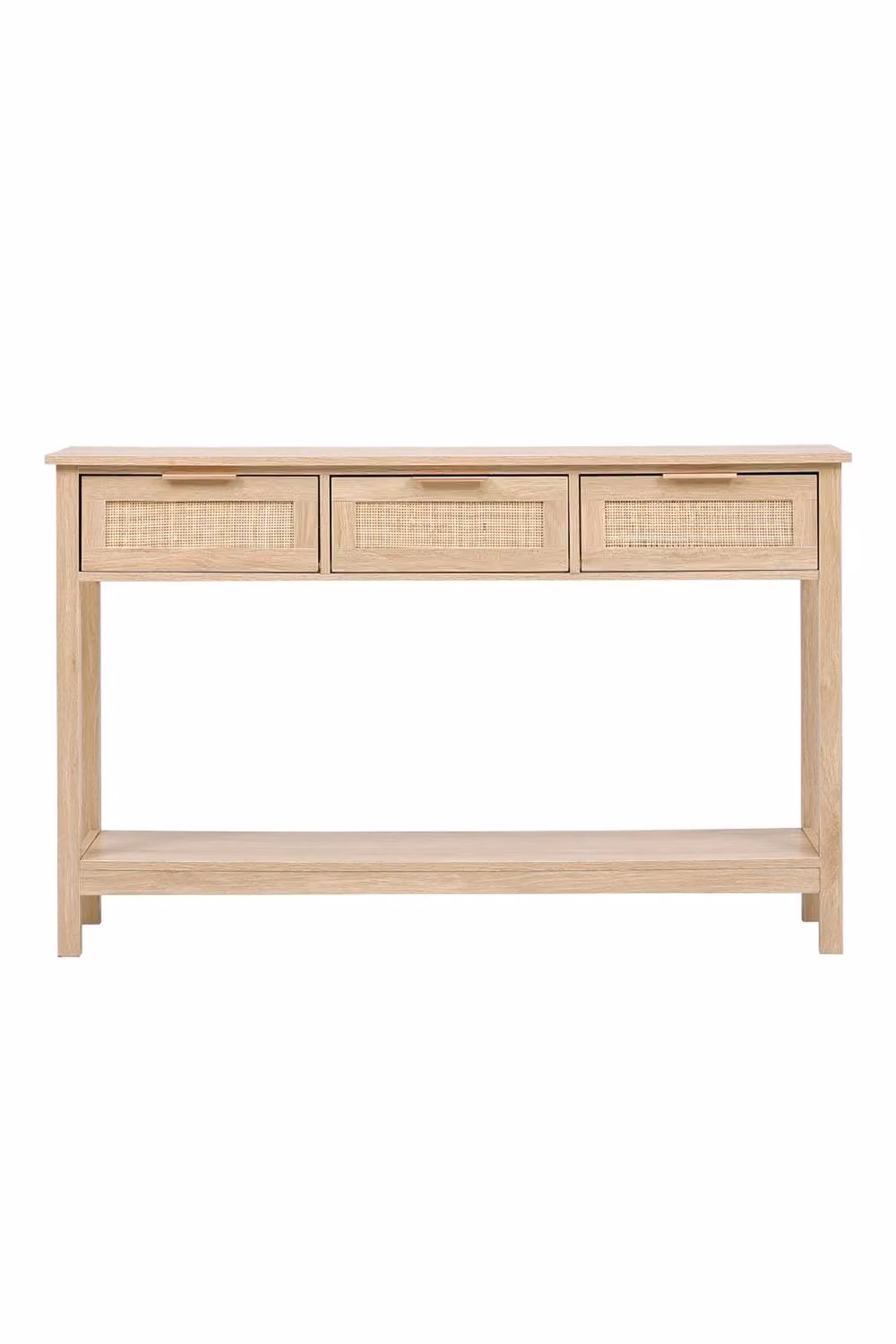 H&O Direct Rustic Wood Console Table with 3 Rattan Drawers in Natural Sand – 2